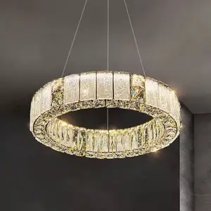 Modern Circle Led Pendant Light K9 Crystal Modern Luxury Ring Decor Elegant Chandelier