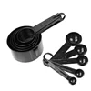 Juego de tazas y cucharas medidoras negras, 10 piezas.