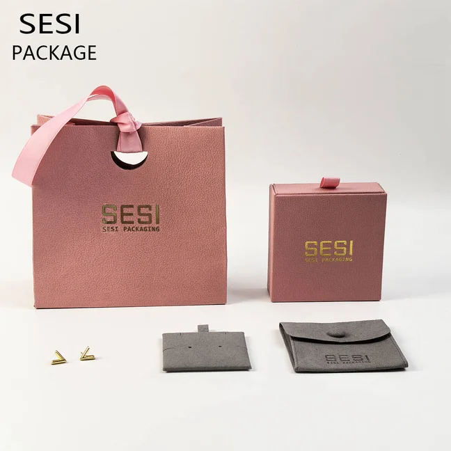 Custom Luxurious Jewellery Packaging Pouch Printed Cardboard Drawer Box Fashion White Jewelry Packaging Box With Pouch