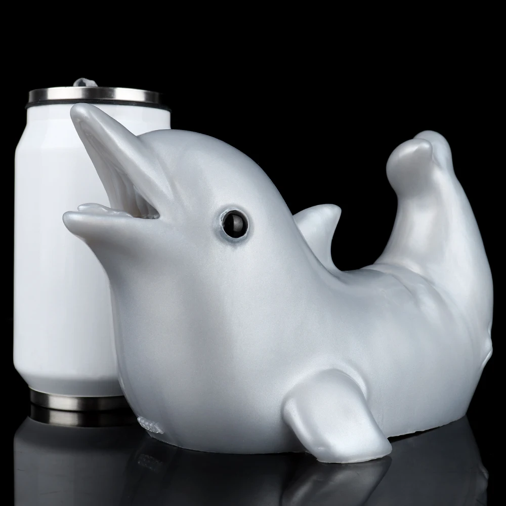 GEEBA Dual Channel Pocket Pussy Silicone Dolphin Pussy Animal Shaped Male Masturbator Penis Massager Fantasy Vagina for Men