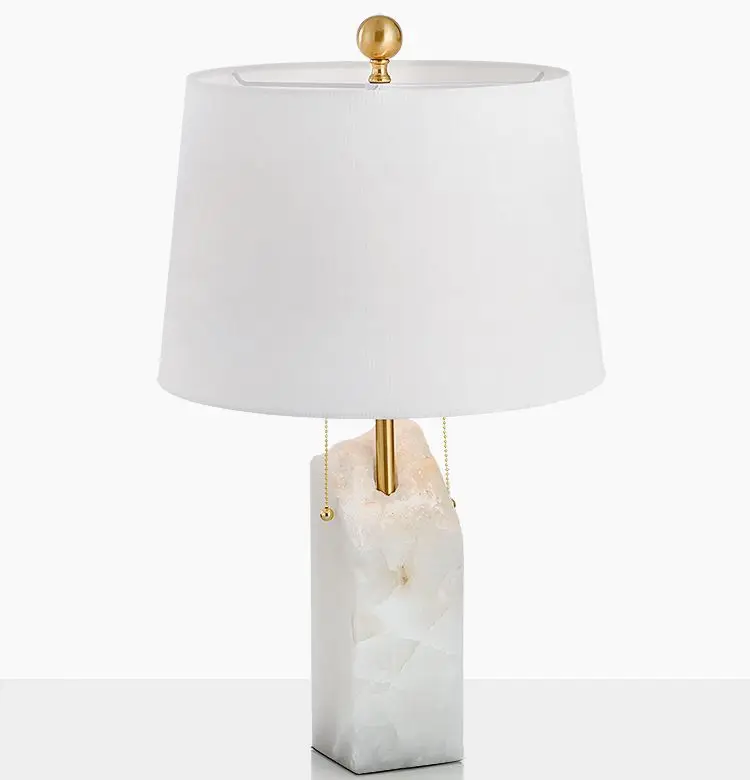 SH STONE Modern Italy New Design Table Light Luxury Hotel Lighting Marble White Backlit Onyx Table Lamp for Bedroom with Onyx Base
