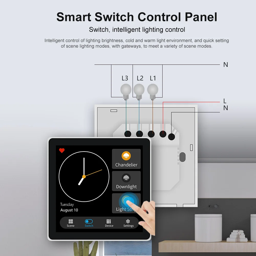Tuya Zigbee Smart LCD Touch Screen Wall Switch 3 Gang Light Relay Switch 16 Way Scene Panel for Smart Home