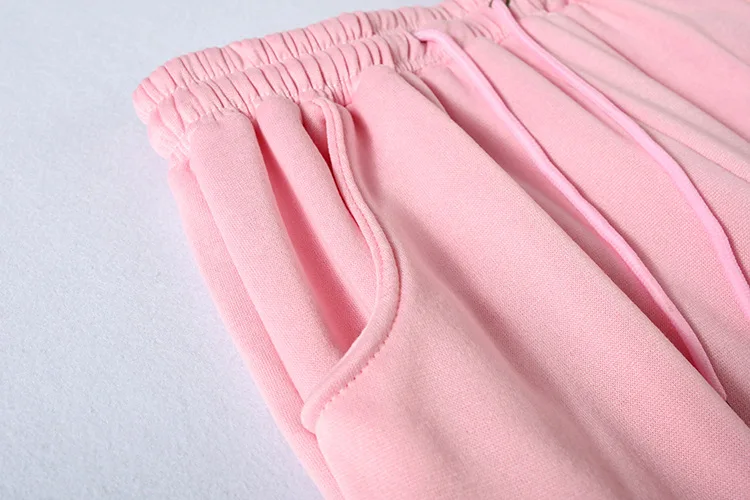 Customised High Quality Heavyweight Woman 2 Piece Pink Jogger Pant Set ...