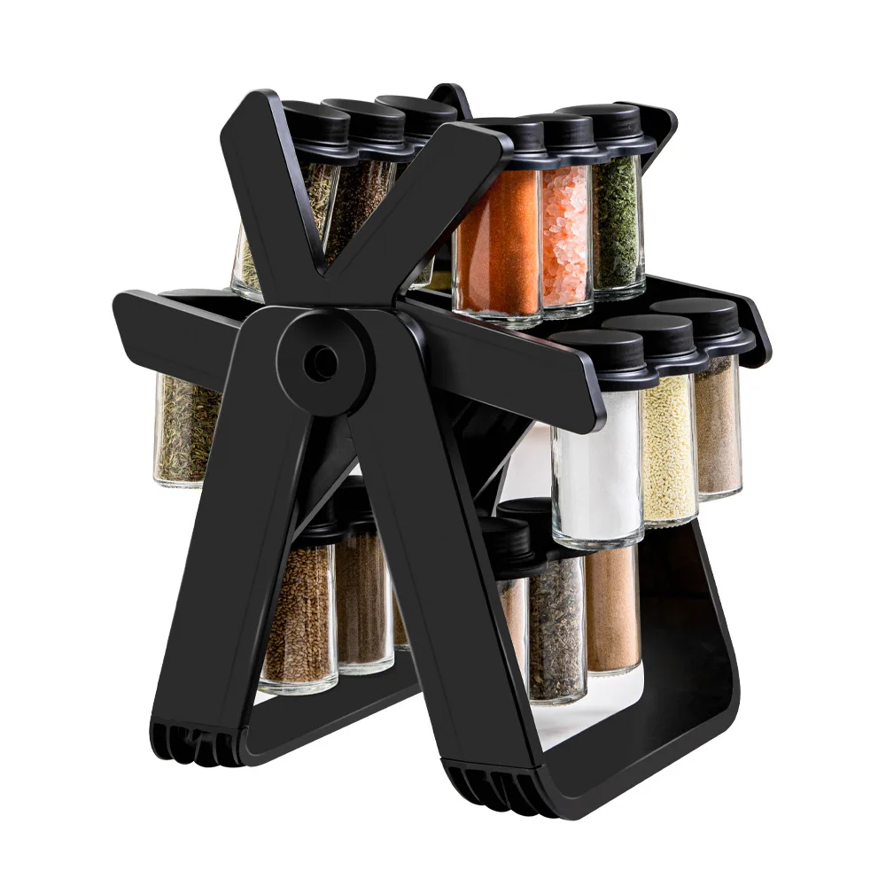 Rotating Spice Rack for Kitchen Organizer 360 Degree Rotation Glass Seasoning Jar Bottle Storage Rack Kitchen Accessories