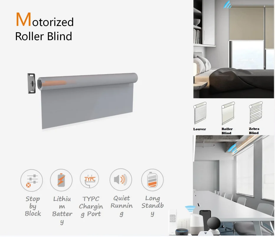 Tuya Wifi Smart Control Tubuler Motors for Roller Blinds Zebra Shades