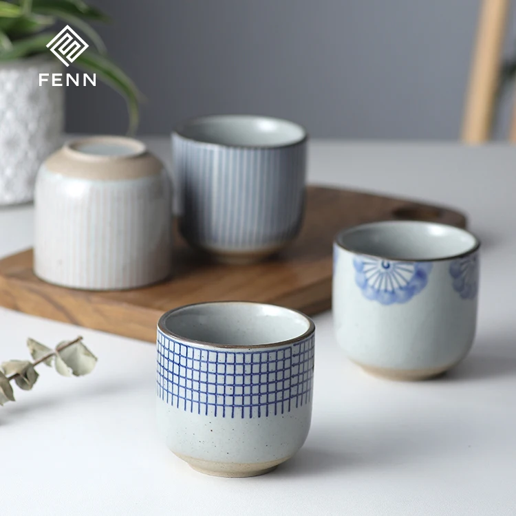 FENN New Fashion Japanese Style Round Shape 200ml Handmade Tea Cups Manufacturers Vintage Coffee Cup Ceramic Wholesale for Gift