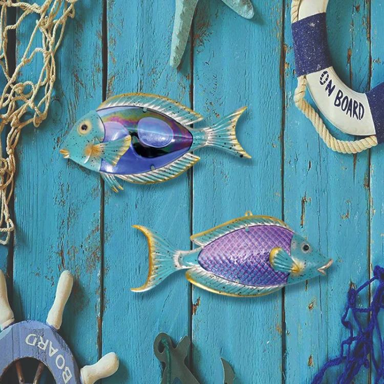 15 Inch Stylish Fish Indoor And Outdoor Glass Art Colorful Home Hanging Craft Wall 