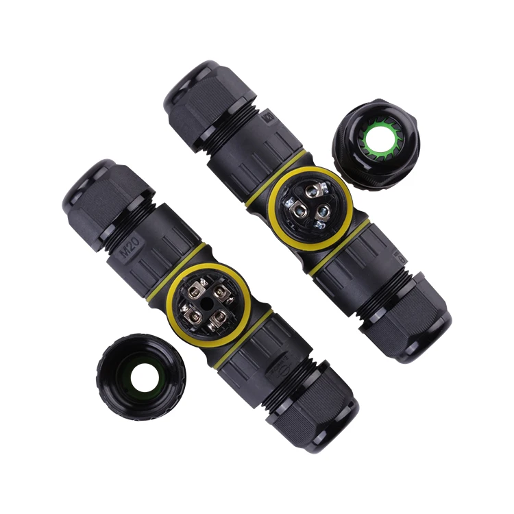 3 Way Mini T Shape Screw Fixing Cable Joiner IP68 Waterproof Power Cable Connector for Outdoor LED Lighting