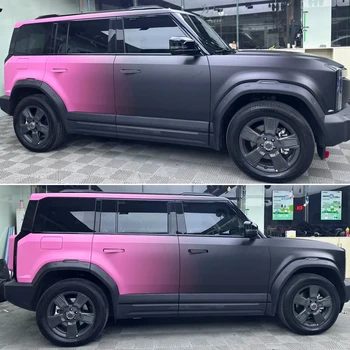 1.52*18m Customized Design Black Pink Super Gloss Chameleon PVC Self Adhesive Car Body Vinyl Wrap Vehicle Wraps