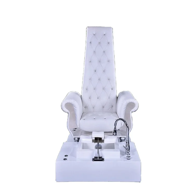 Bomacy Beauty Salon Furniture White Cheap Price High Back King Throne Pedicure Chair With Bowl