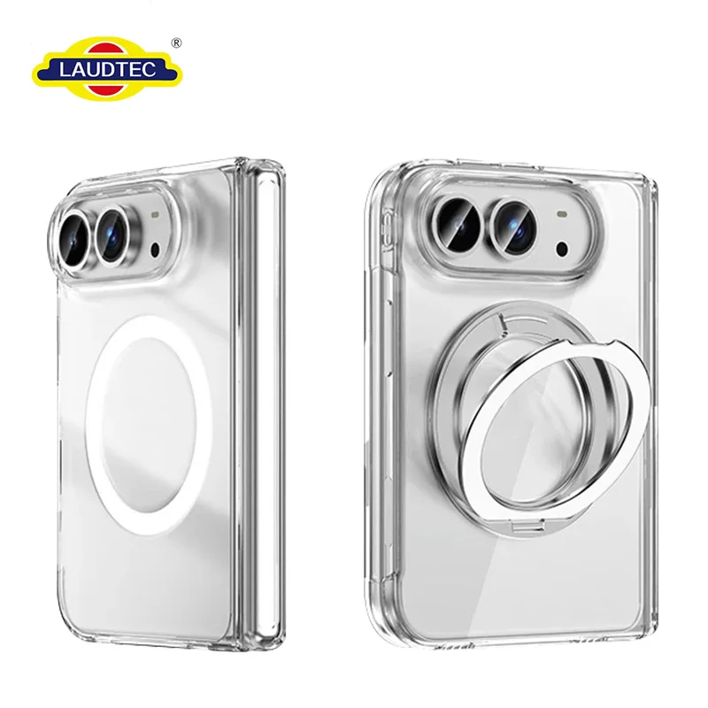 Ultra Clear Magnetic Phone Case with Auto-Rebound Hinge Anti-Yellow Shockproof Slim OEM/ODM for iPhone Duo