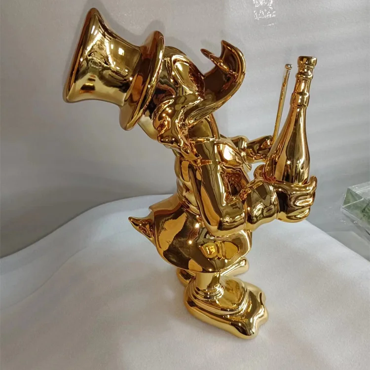 New Style Pop Art Sculpture Wholesale Custom Duck Sculpture Electroplating Fiberglass Duck Sculpture