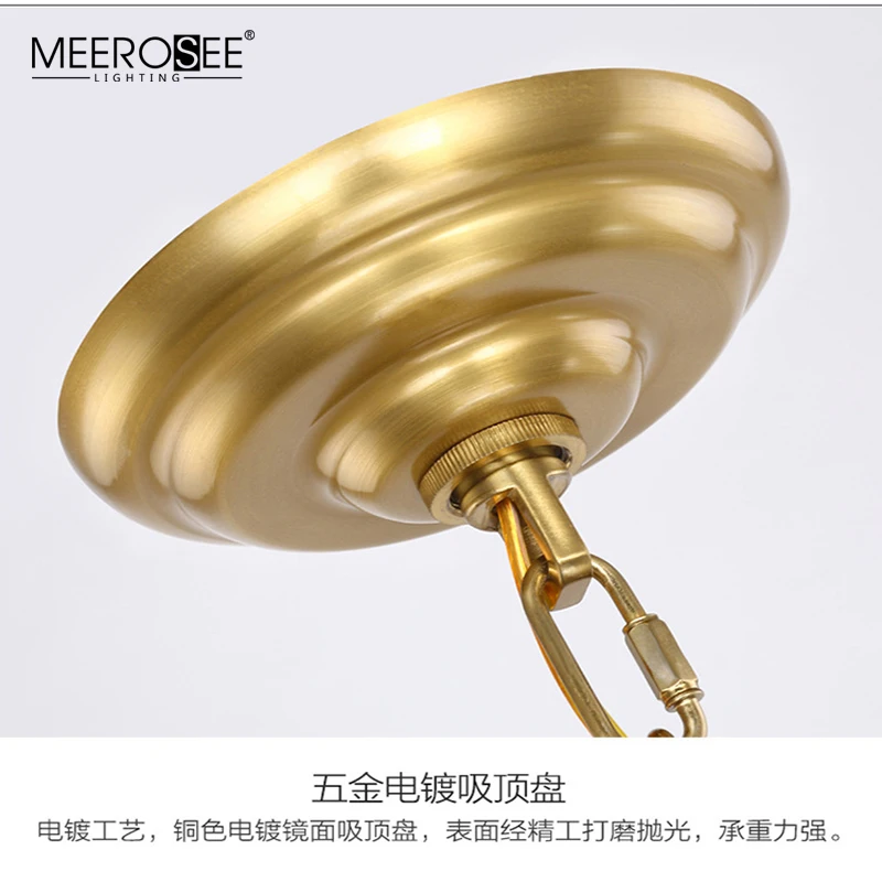 Meerosee  Customized Light Fixture Golden Iron chandalier Glass Shade Contemporary Chandelier Light MD86753