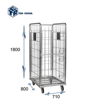 710x800xH1800 Metal Roll Cage Container   laundry trolley cart with wheels cage trolley   for laundry hospital