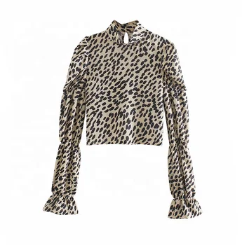 Runwaylover Y1927 Leopard Printed 2021 Ladies Fashion Long Sleeve Blouse