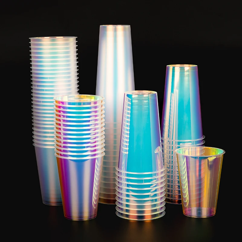 LOKYO Popular 700ml 500ml Colorful Boba Milk Tea Cup Holographic Disposable Plastic Cups with Lids and logo