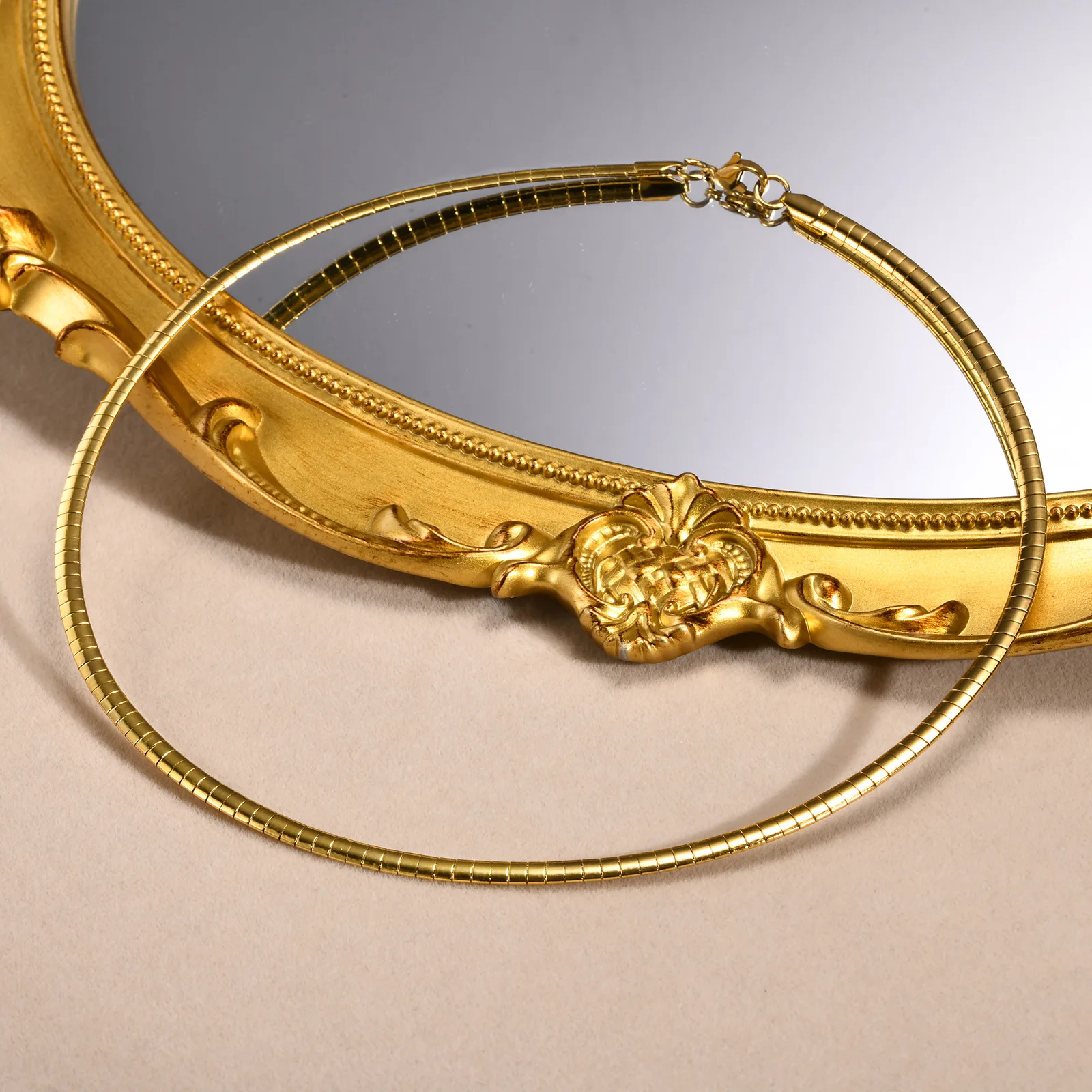 Trendy 18k Gold Plated Stainless Steel Choker Necklace