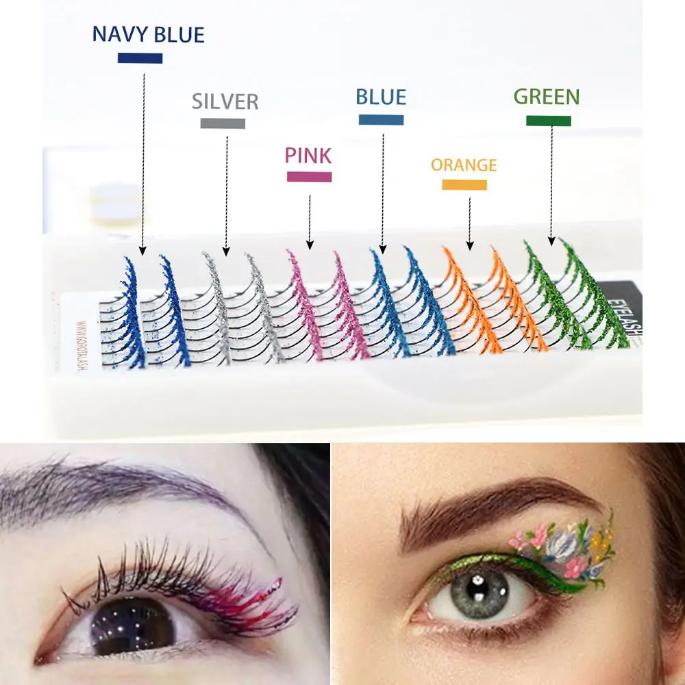 Bulk Wholesale Individual Glitter Color Beauty Lash Pink Green Black