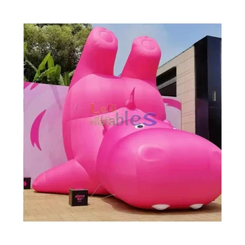 3m handstand pink hippo inflatable cartoon for street decoration Valentine's Day display inflatable hippo cartoon doll