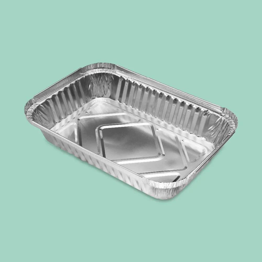 Rectangle Disposable Barbecue Tableware Food Plate Aluminum Foil Container