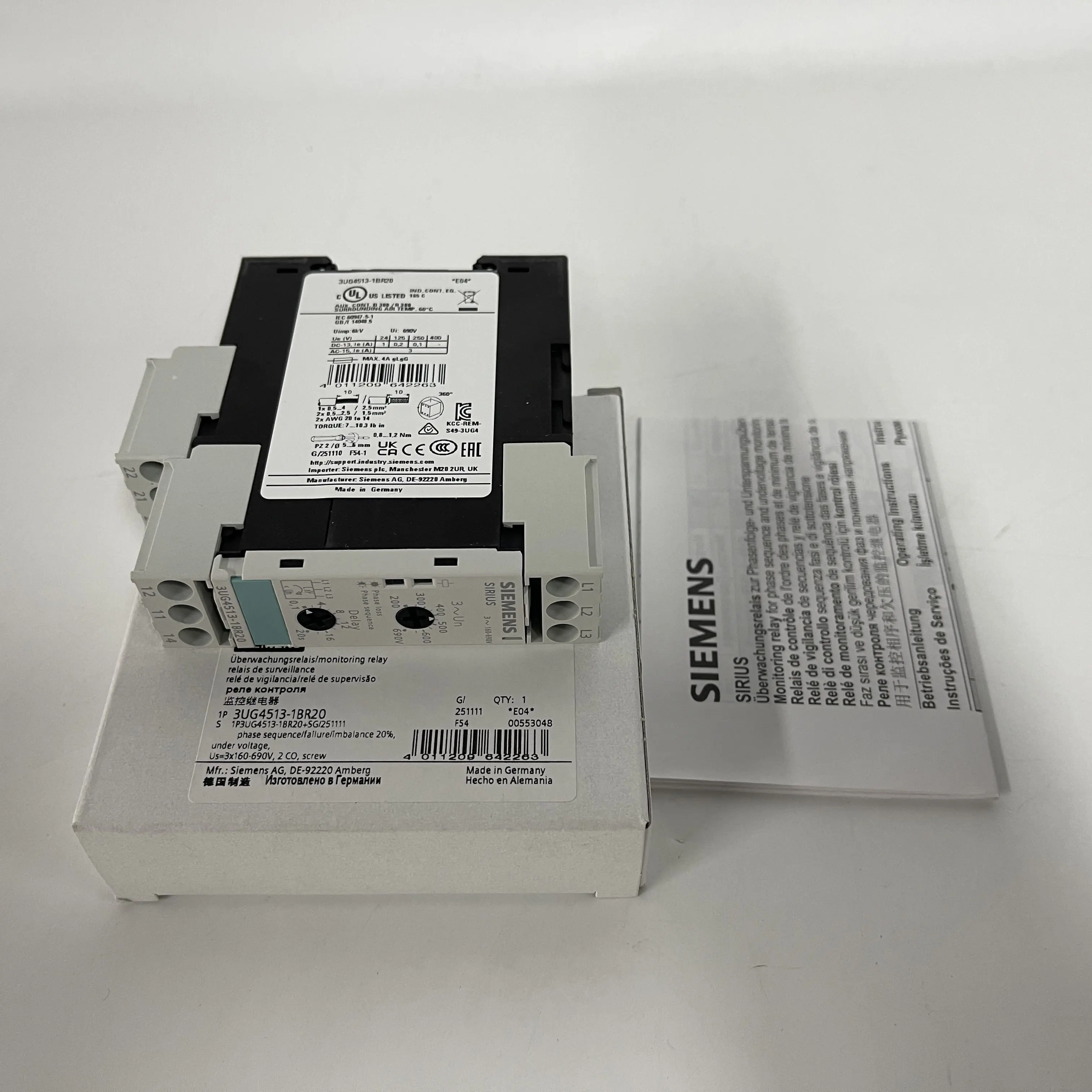 SIEMENS Phase Sequence Monitoring Relay 3UG4513-1BR20