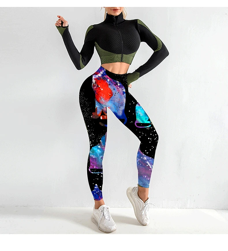 Explosive Print Yoga Pants Women Slim Slimming Low Waist Sexy Double-sided Matte Quick-drying Sweat-absorbent Environmentally Fr