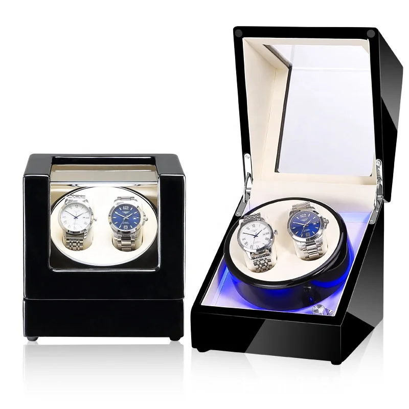 Black piano paint wood led watch winder 2slots-1.jpg