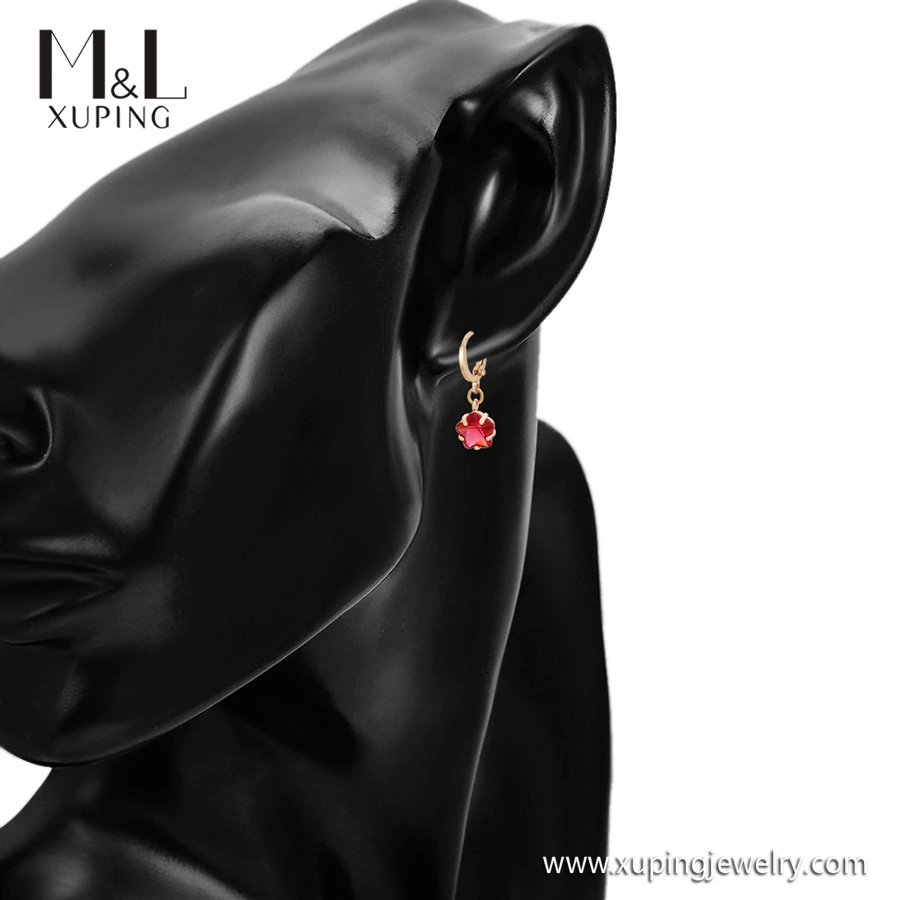 ML20108 XUPING ML Store Bohemia Artificial Jewellery Woman Lovely Simple Star Shaped Stone Ruby 18K Gold Color Hoop Earring