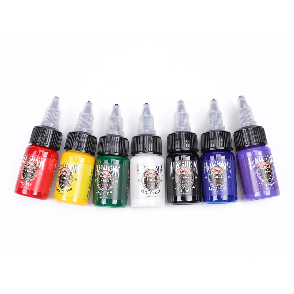 Hawink 7 Color Professional 15ml Body Art Tattoo Ink - China