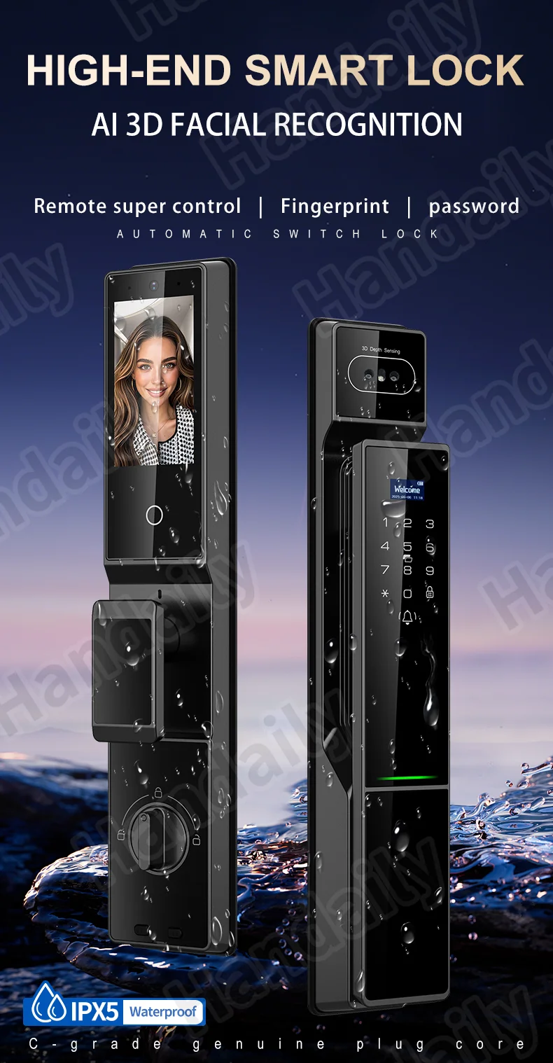 waterproof tuya 3d face recognition smart lock biometric fingerprint with video call function for gate digital door lock p60-0