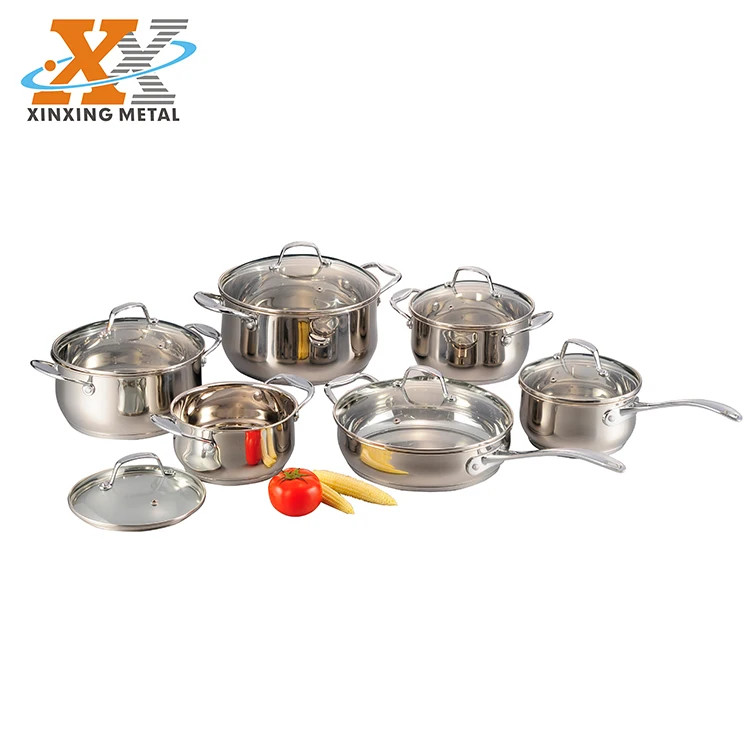 High Quality Double Handle Cooking Pots Luxury Stainless Steel Induction Cookware Sets details