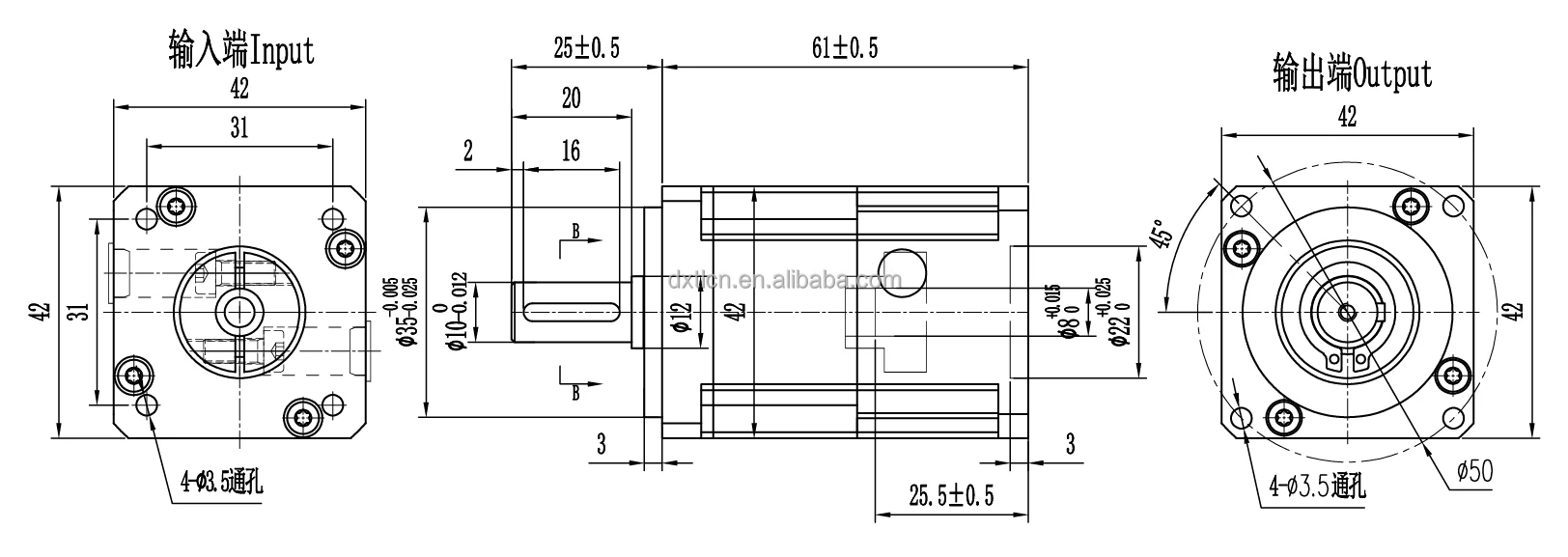 DPS42 Series Gearbox Planetary Reducer for Servo Motors Custom Precision Low Noise Harden Steel Planetary Gearbox 42mm manufacture