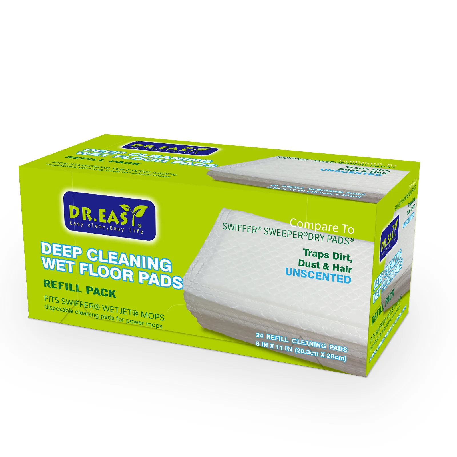 Floor Care Wipes Sanitary Mop Refill Floor Mop Pad Wipes 20.3*28cm Thickness Cloth with 24 Pcs