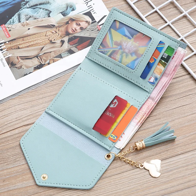 Femmes portefeuille gland à deux volets dames Cluth sacs à main porte-carte  de crédit en cuir porte-monnaie changement portefeuille pochette pour