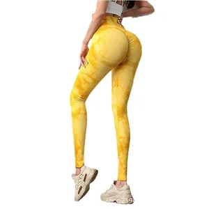 New Style Cross-Border Sports Yoga Suit Solid Elastic Waist Mid Spandex/Nylon Tight Pants Outdoor Running Indoor Fitness