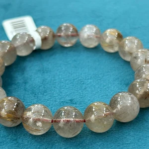 Half Gemstone Bracelet, Round Bead Crystal, Spiritual Energy Elastic Bracelet, Gift for Women and Men