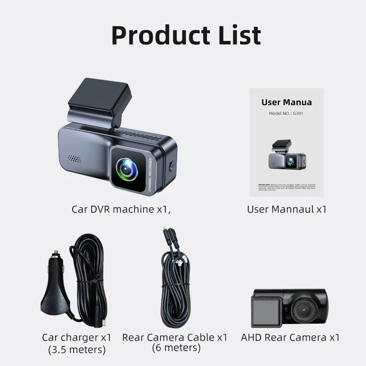 Factory Outlet AHD Dual Lens 3.2 Inch IPS LCD with 2k+1080P Dashcam Black Box Tracking and Speed Private Car for Personal Use details