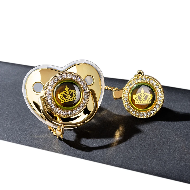 Custom Bling Luxury Pacifier Gold Bear Infant Silicone