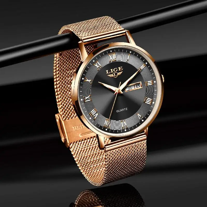 LIGE Orologio Da Uomo Analogico Quarzo - Cronografo, Impermeabile 30m, Quadrato Grande, Luminoso, Cinturino In Acciaio Inox, Regalo Natale Compleanno