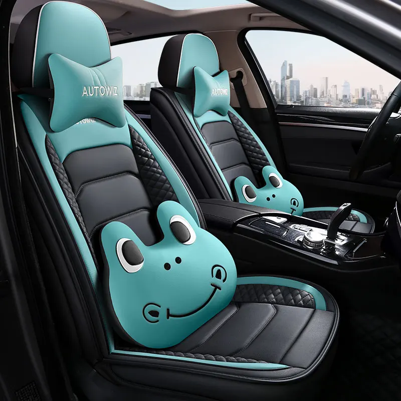 PU Leather Car Seat Covers 5 Seats Car Seat Cushion Full Set Universal Fit