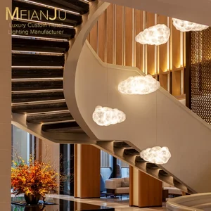 Contemporary Silk Cotton Cloud Sculptural Pendant Light Custom Modern Hotel & Villa Decor Chandelier for Luxury Interiors