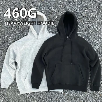 High-End Men's Daily Casual Loose Plus Size Hoodie Black/Gray High Quality Sweatshirt with Customizable Weight Pattern Logo