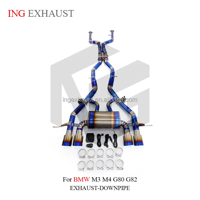 ING for BMW M3 M4 G80 G82 Performance Catback Titanium Alloy Exhaust System Mirror Polished Valve Controller Muffler 1 Piece