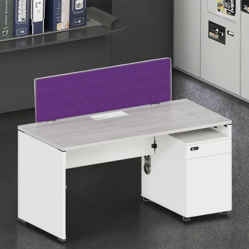 Single Row Foldable Automatic Office Workstation Desk ABS Connection System Modern Durable Wood Frame Standing Desk Computer 5