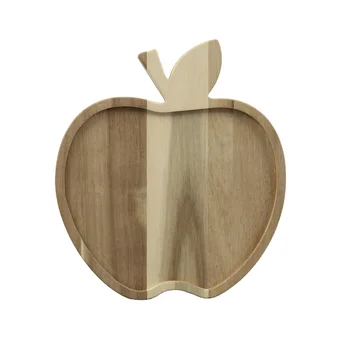 BSCI FSC Custom Restaurant Handcraft Kids Bowl Apple Shape Natural Acacia Wood Fruit Food Serving Tray