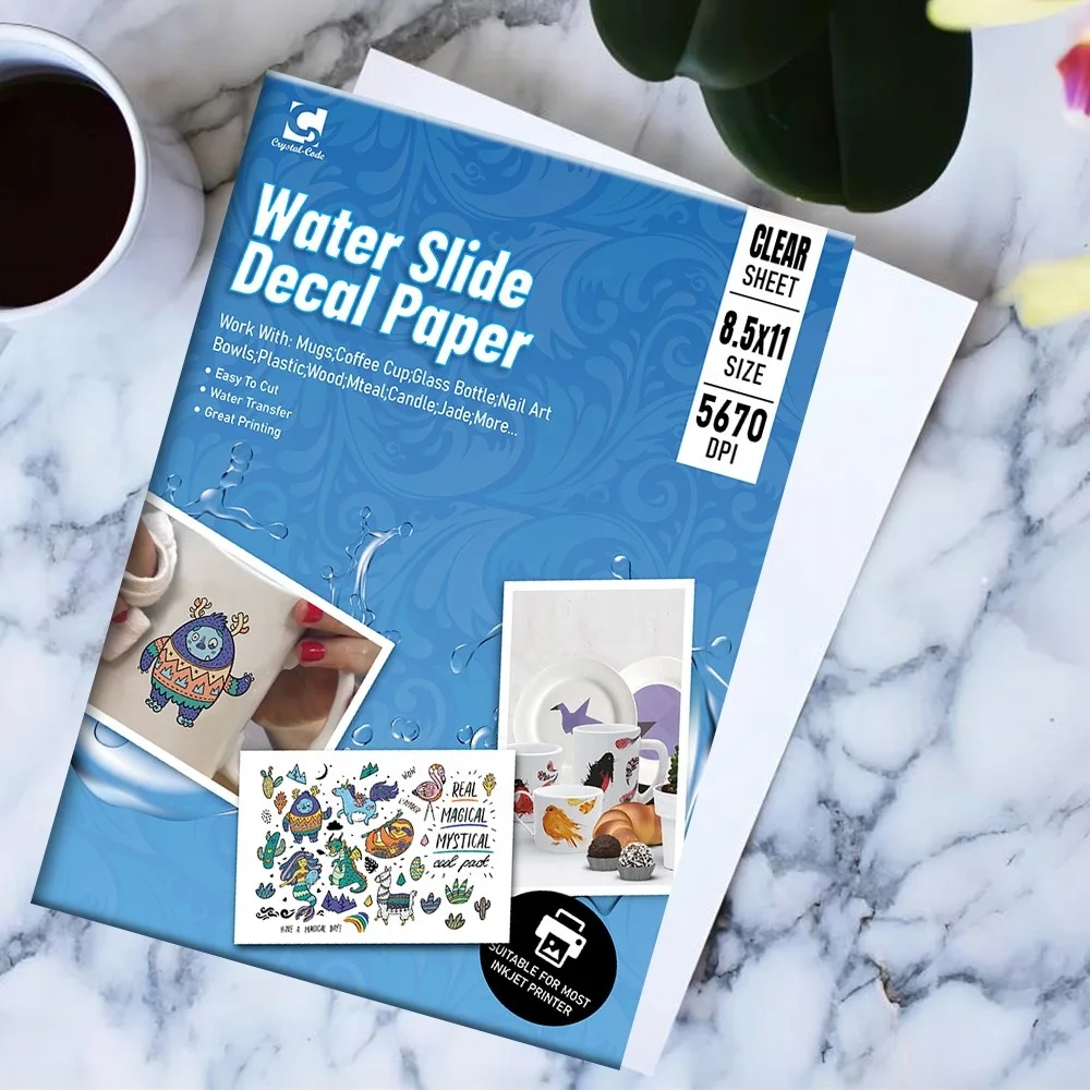 Customized Crystal Code Inkjet Large Format Transfer Gum Papel Water Slide Decal Paper