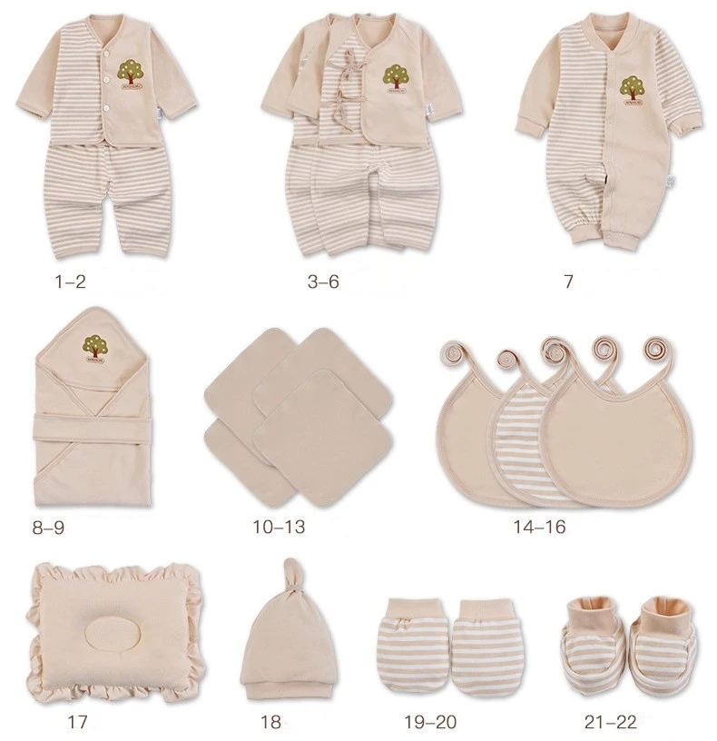 комплекты одежды для малышей подарочная коробка новорожденных комплект из 22 предметов 100% хлопок одежда