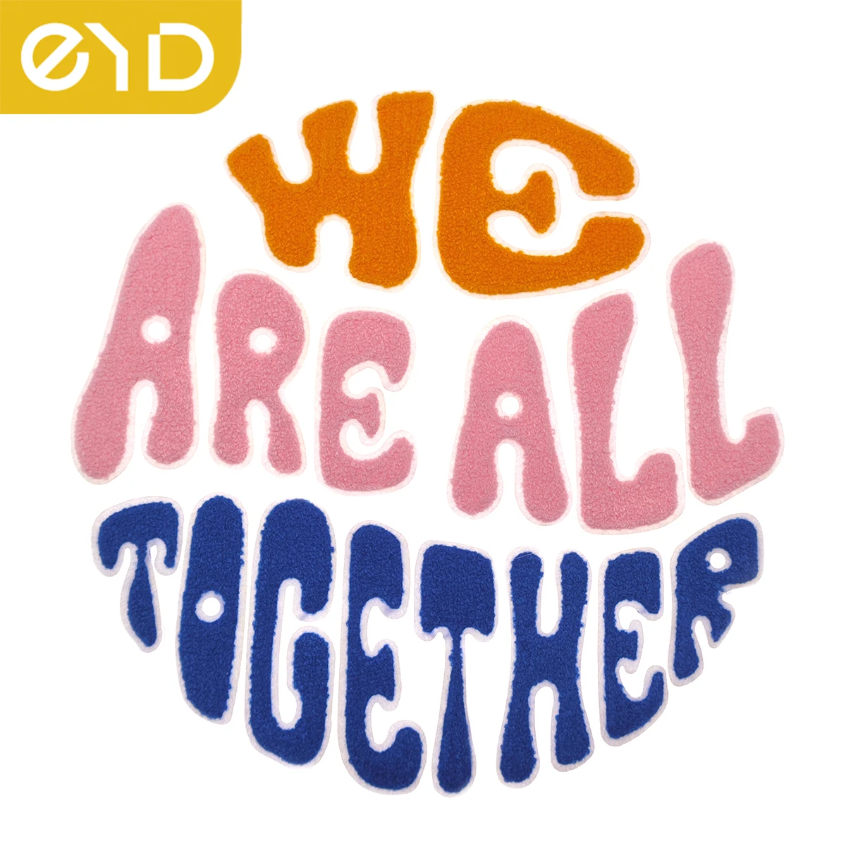 EYD Custom Chenille Embroidered Iron on Patches Logo Patches Heat Transfer Labels for T Shirt Clothes