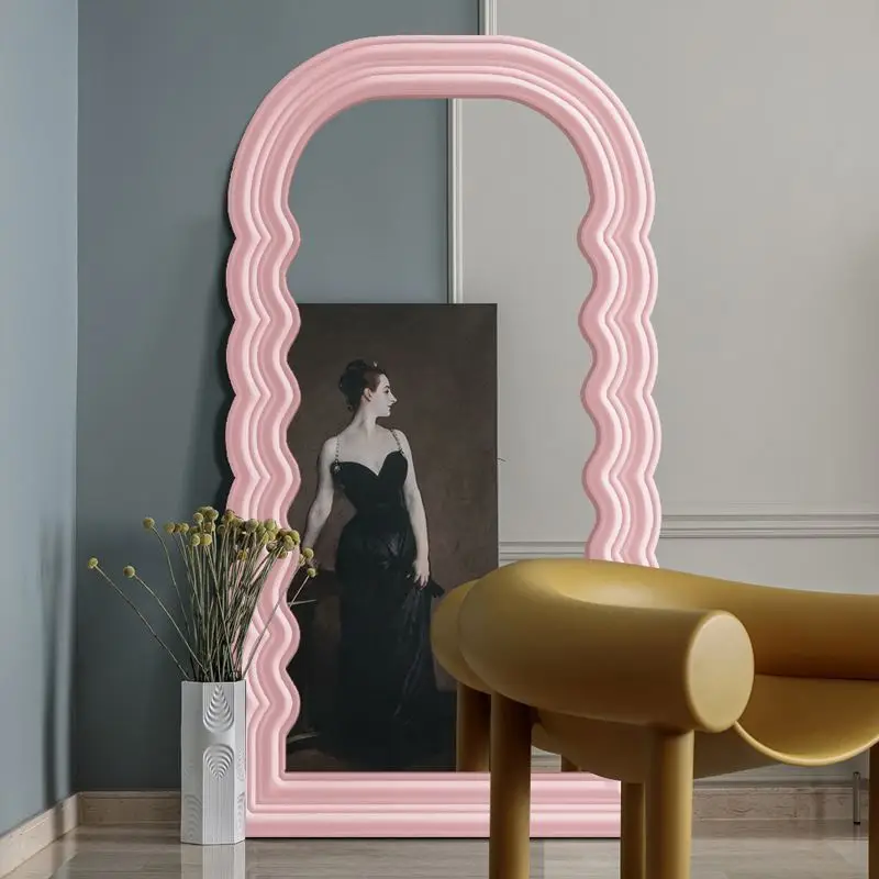 High Quality Thickened Modern Wave Full Body Illuminated Dressing Mirror Stand Custom for Bedroom Living Room Furniture Wall