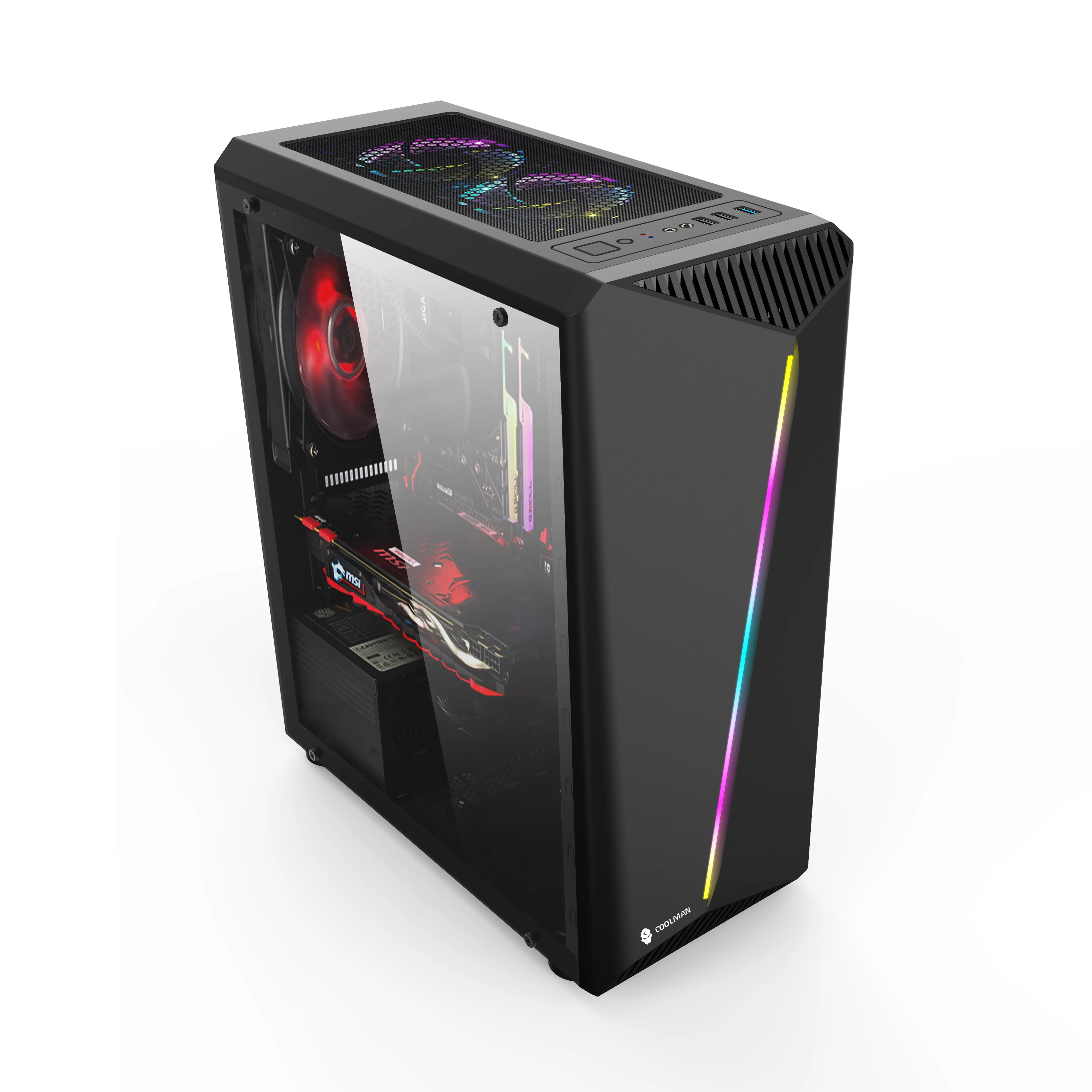 2020 New Design Argb Strip And Fans Rainbow Atx Gaming Computer Case Gaming Pc Case With Tempered Glass Buy Atx Gaming Computer Case Rainbow Gaming Pc Case Argb Gaming Computer Case Product On Alibaba Com